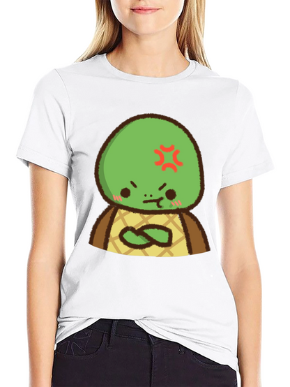 Angry Turtle Cartoon Graphic Tee - Black