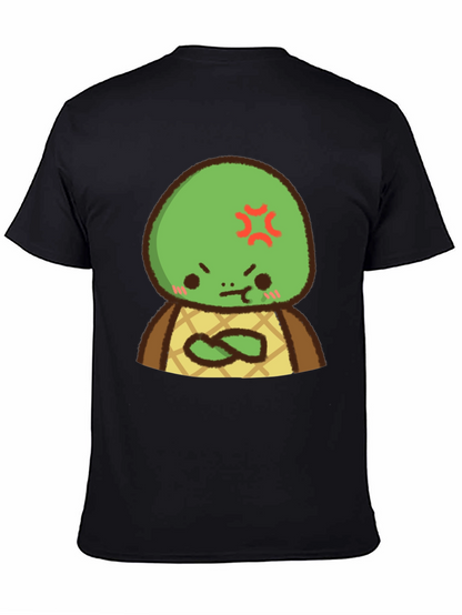 Angry Turtle Cartoon Graphic Tee - Black