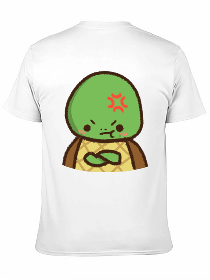 Angry Turtle Cartoon Graphic Tee - Black