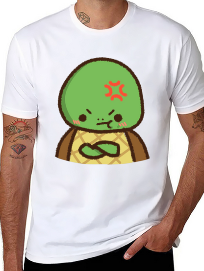 Angry Turtle Cartoon Graphic Tee - Black