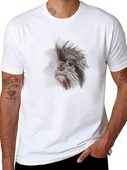 Dog Graphic Tee - Black Cotton T-Shirt