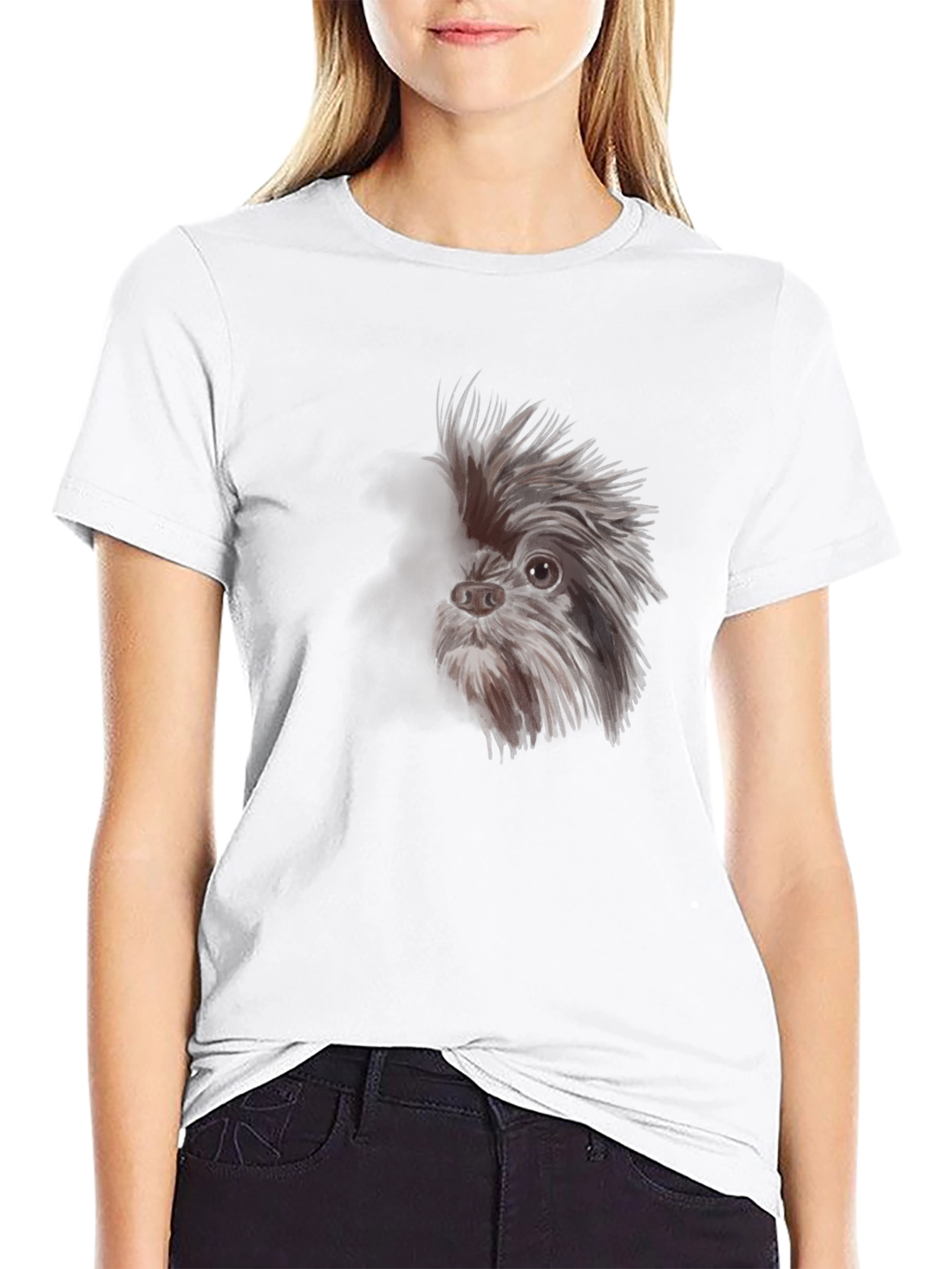 Dog Graphic Tee - Black Cotton T-Shirt