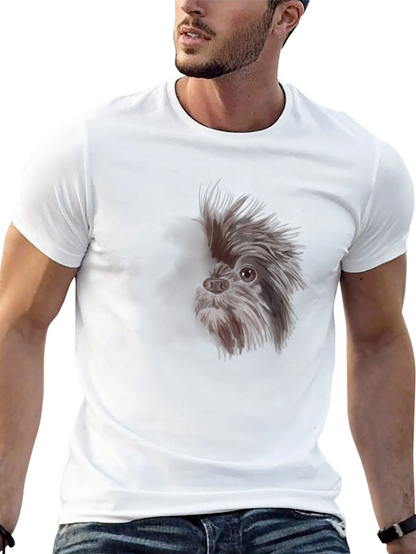 Dog Graphic Tee - Black Cotton T-Shirt