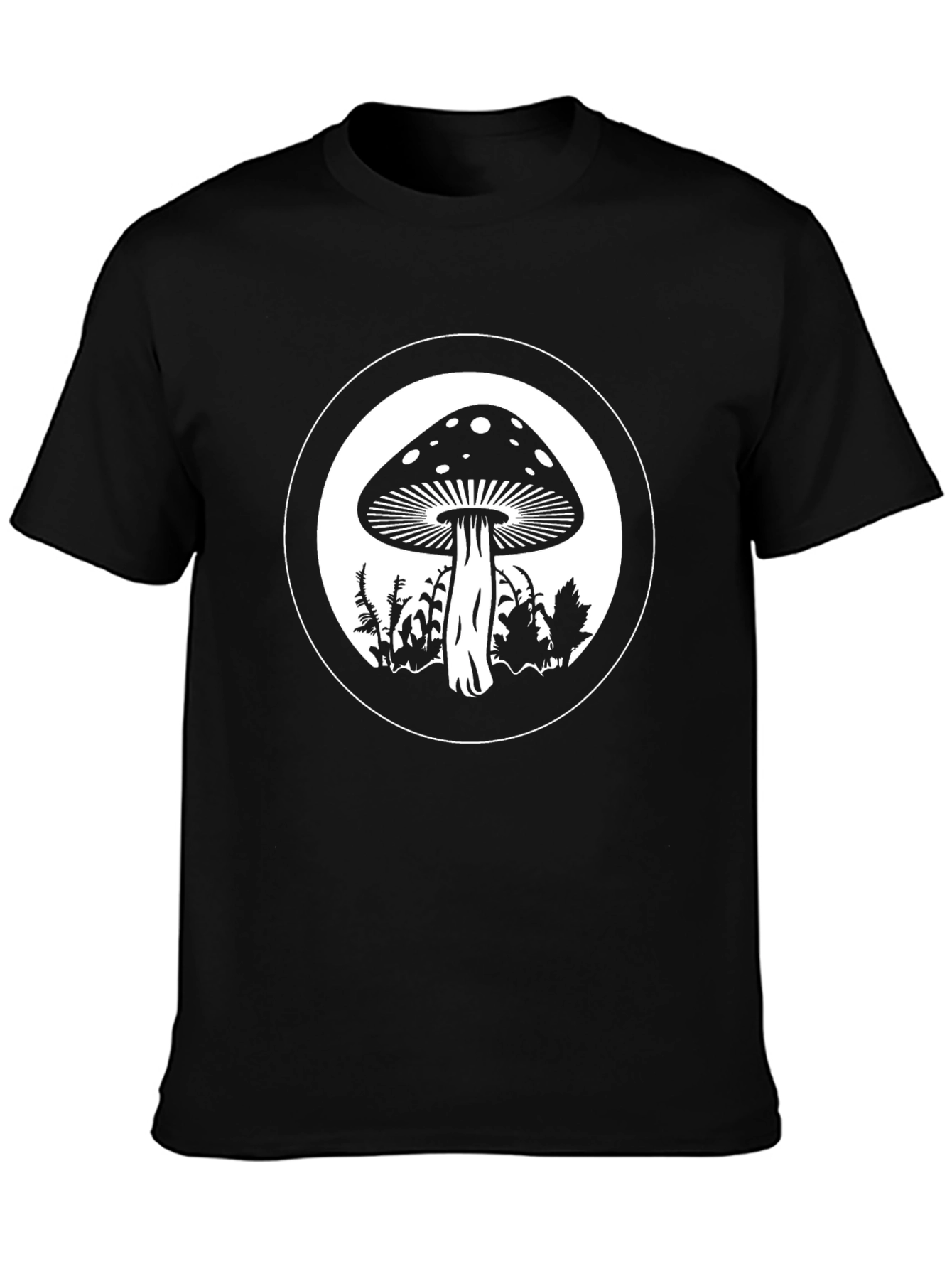 Mushroom Circle Graphic Tee - Black Cotton Blend