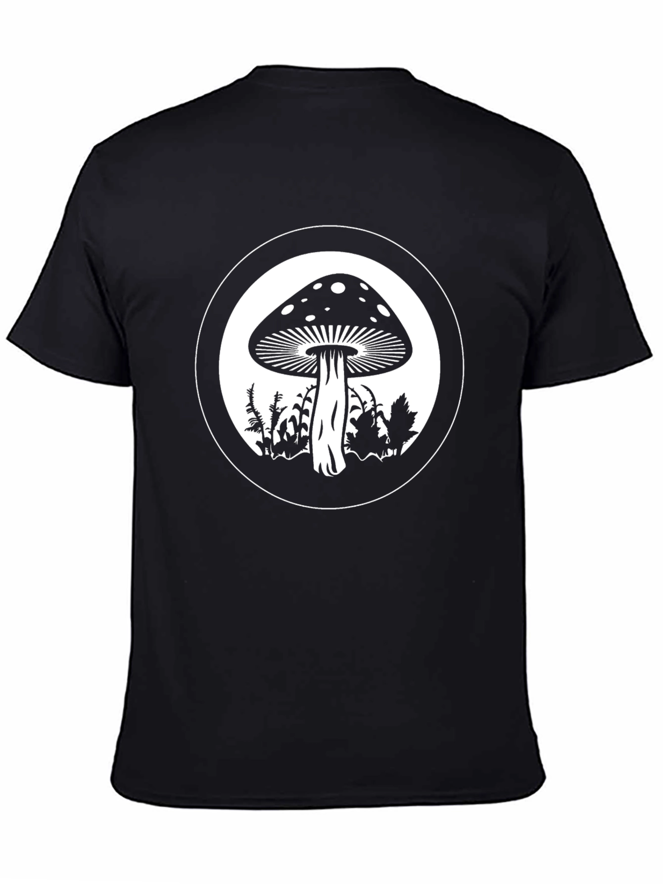 Mushroom Circle Graphic Tee - Black Cotton Blend