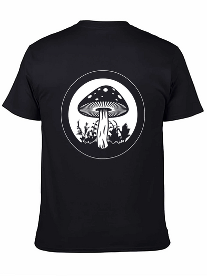 Mushroom Circle Graphic Tee - Black Cotton Blend