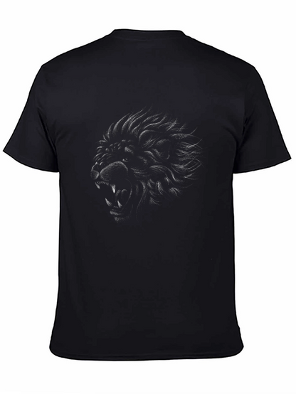 Lion Graphic Print Black T-Shirt
