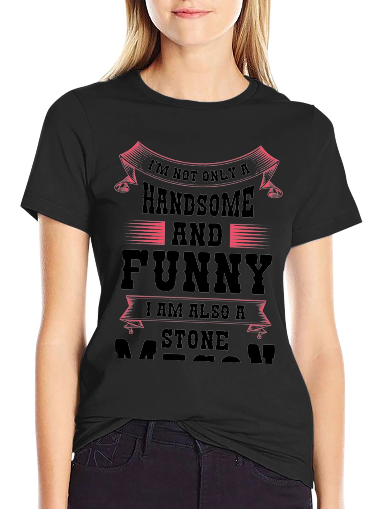 Handsome & Funny Stone Mason Black Graphic Tee