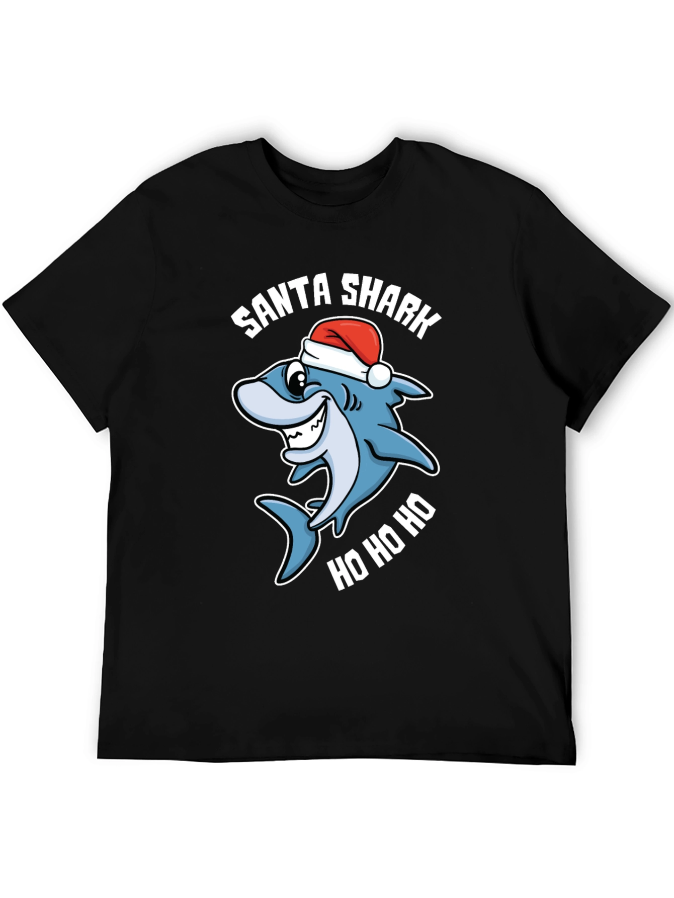 Santa Shark Ho Ho Ho Black T-Shirt