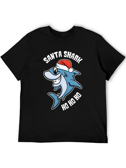Santa Shark Ho Ho Ho Black T-Shirt