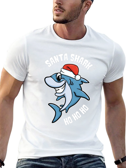 Santa Shark Ho Ho Ho Black T-Shirt