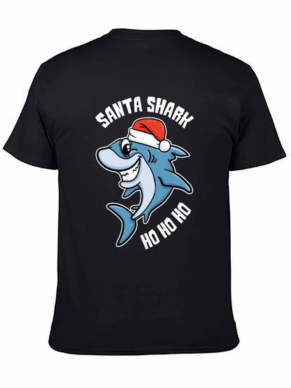 Santa Shark Ho Ho Ho Black T-Shirt