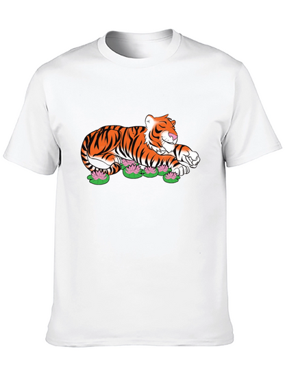 Tiger Lotus Graphic Black T-Shirt