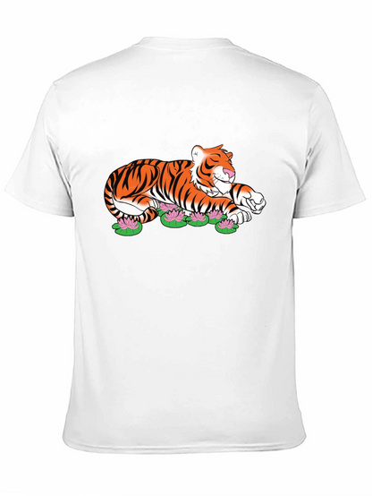Tiger Lotus Graphic Black T-Shirt