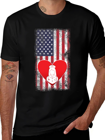 American Flag Nurse Heart T-Shirt