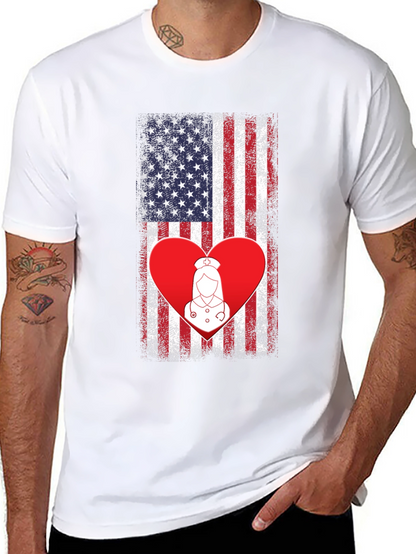 American Flag Nurse Heart T-Shirt