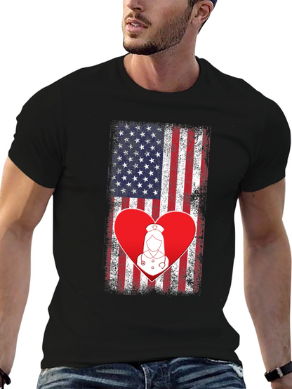 American Flag Nurse Heart T-Shirt