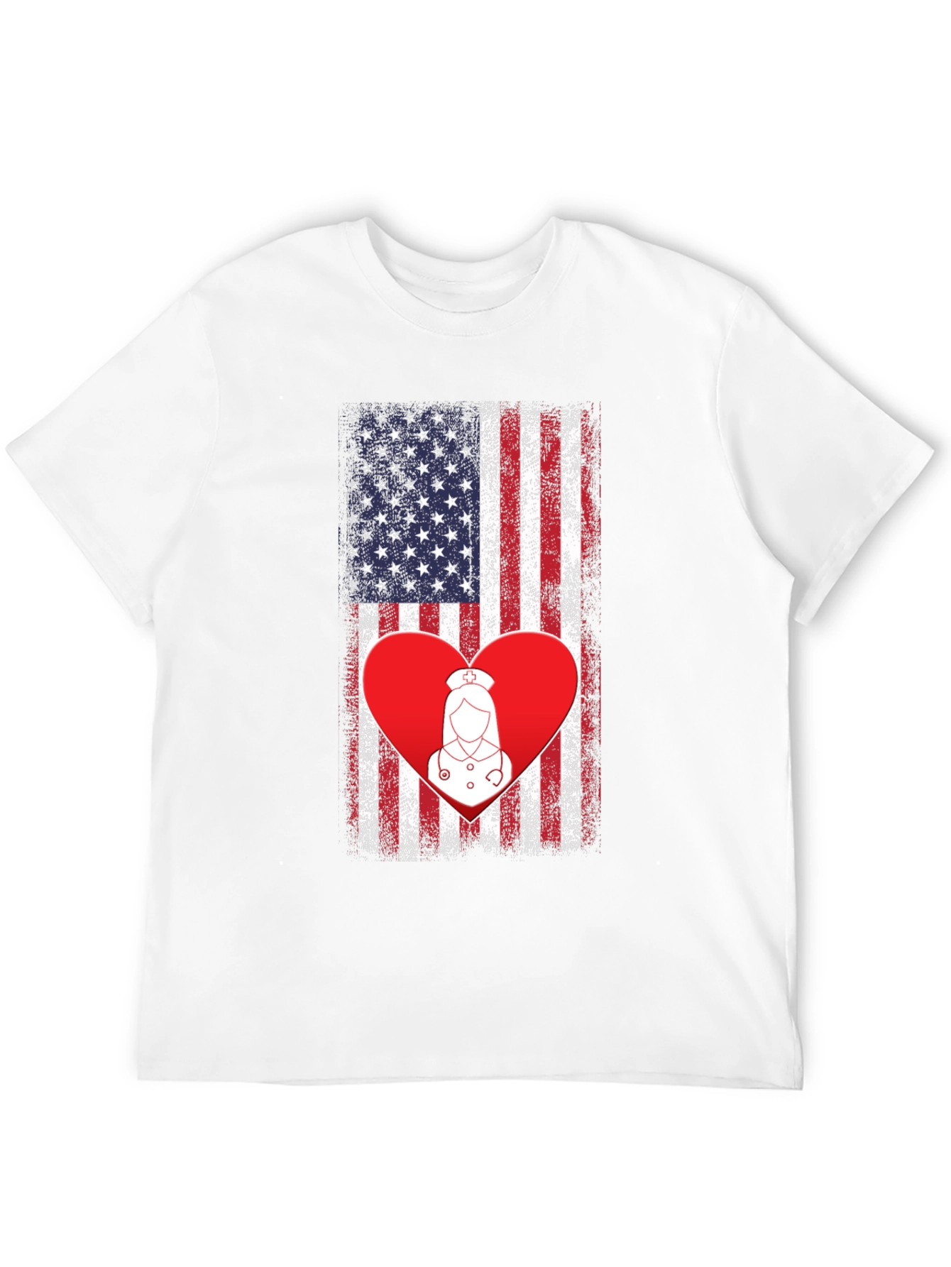 American Flag Nurse Heart T-Shirt