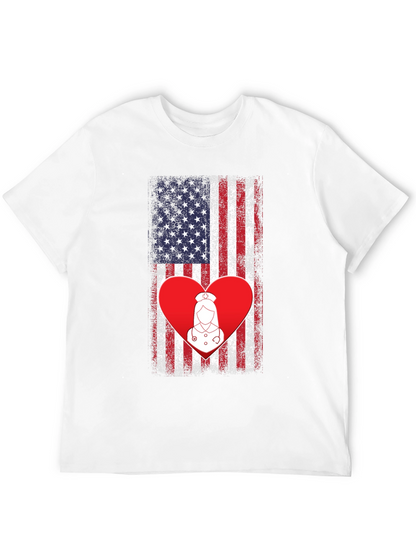 American Flag Nurse Heart T-Shirt
