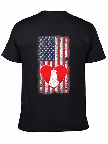 American Flag Nurse Heart T-Shirt