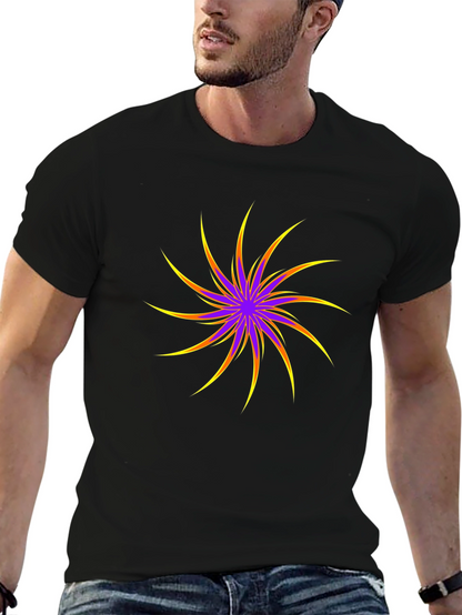 Vibrant Starburst Graphic Black T-Shirt