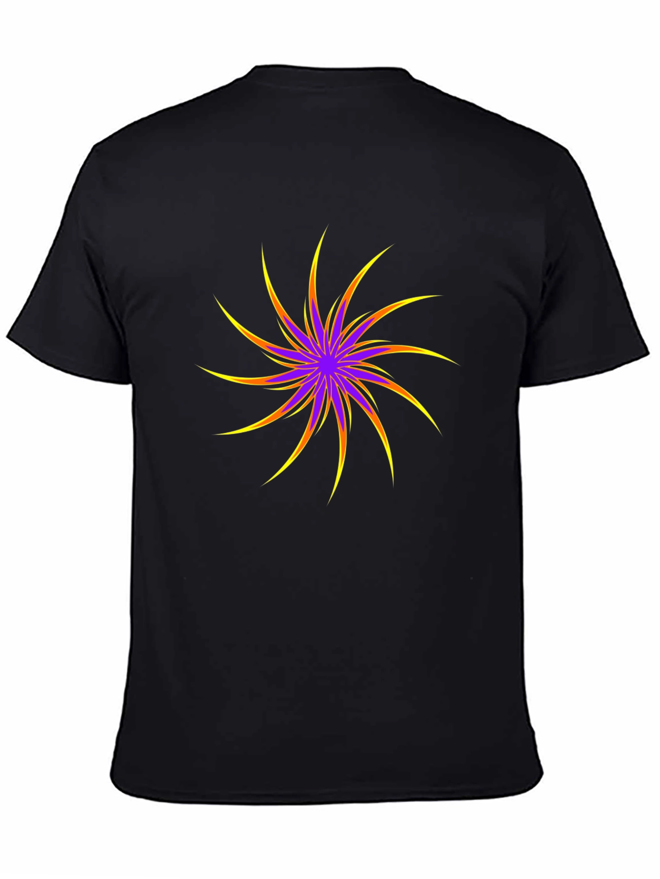 Vibrant Starburst Graphic Black T-Shirt