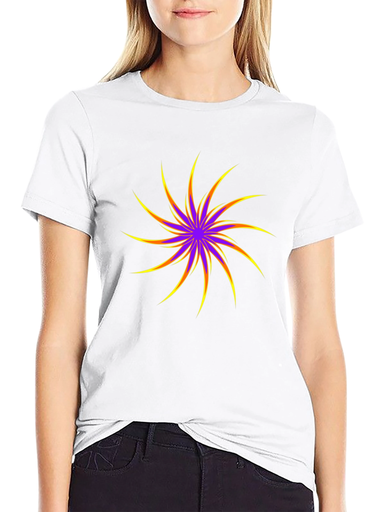 Vibrant Starburst Graphic Black T-Shirt