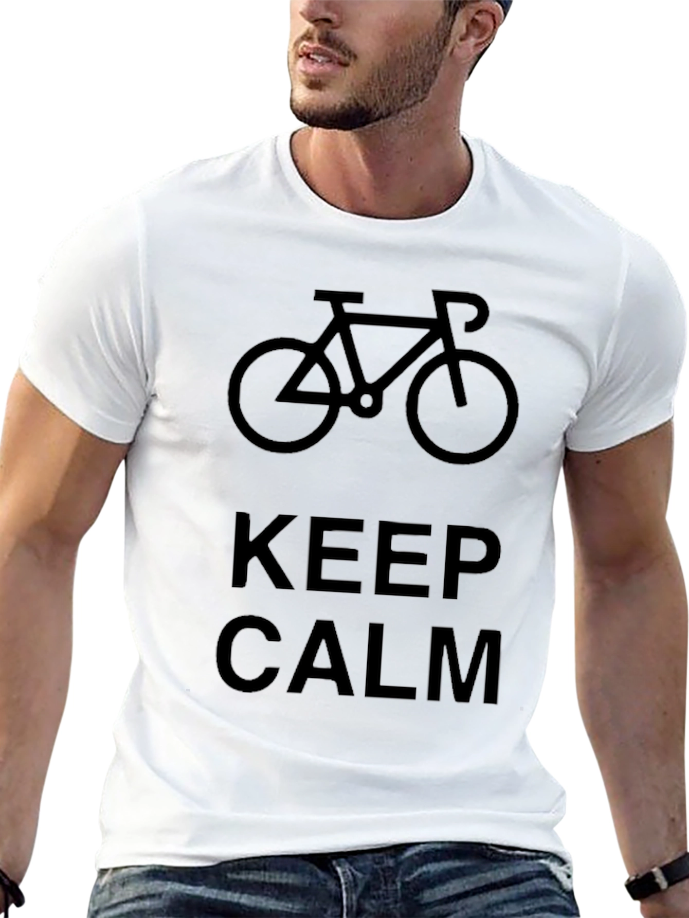 Keep Calm Bicycle Graphic Black T-Shirt