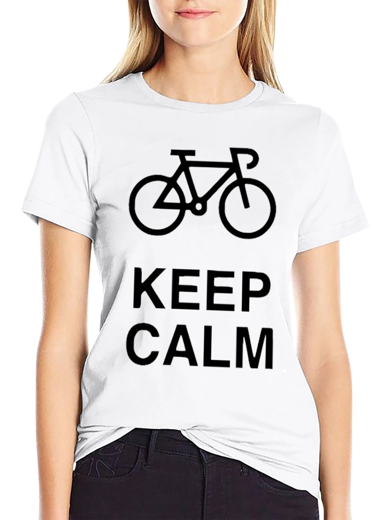 Keep Calm Bicycle Graphic Black T-Shirt