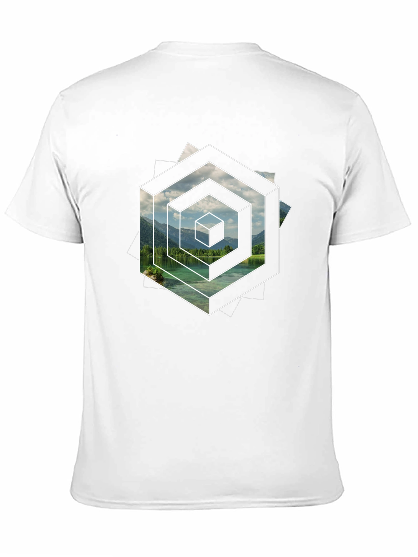 Optical Illusion Lake Graphic Black T-Shirt