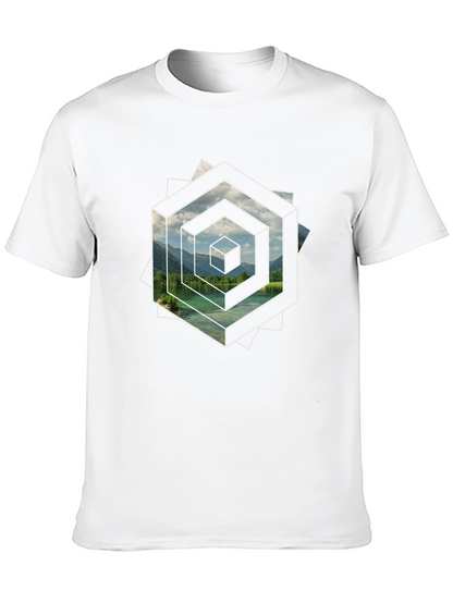 Optical Illusion Lake Graphic Black T-Shirt