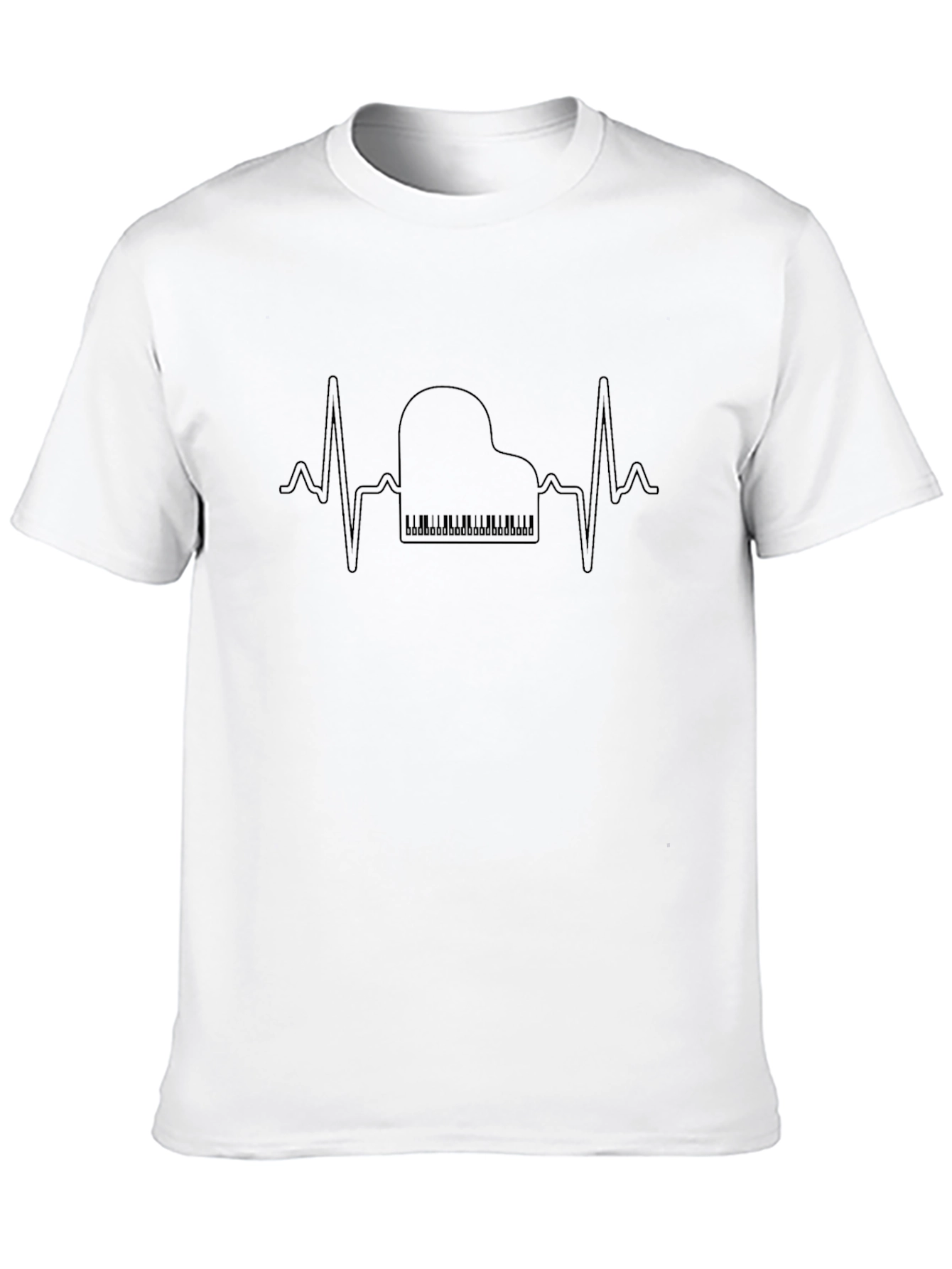 Piano Heartbeat Graphic Tee - Musicians Black T-Shirt
