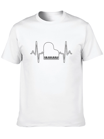 Piano Heartbeat Graphic Tee - Musicians Black T-Shirt
