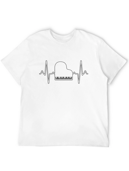 Piano Heartbeat Graphic Tee - Musicians Black T-Shirt