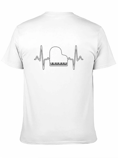 Piano Heartbeat Graphic Tee - Musicians Black T-Shirt