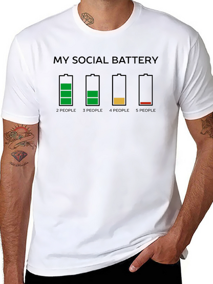 Social Battery Graphic T-Shirt Funny Introvert Tee