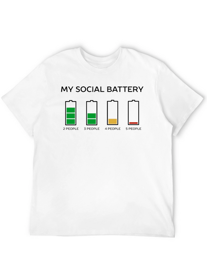 Social Battery Graphic T-Shirt Funny Introvert Tee