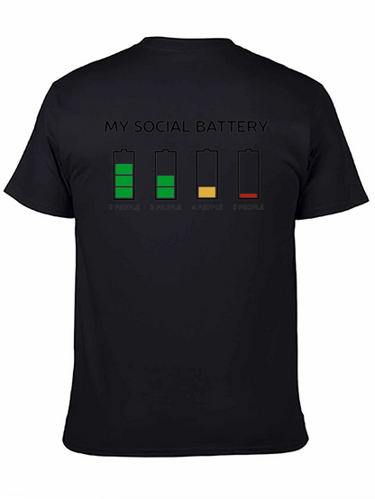Social Battery Graphic T-Shirt Funny Introvert Tee