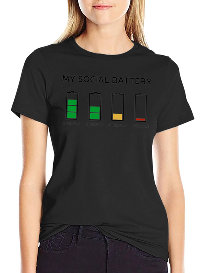 Social Battery Graphic T-Shirt Funny Introvert Tee
