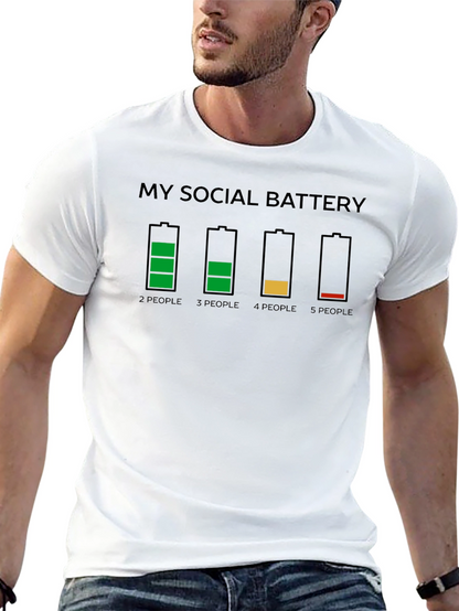 Social Battery Graphic T-Shirt Funny Introvert Tee