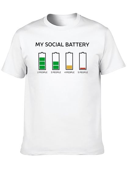 Social Battery Graphic T-Shirt Funny Introvert Tee