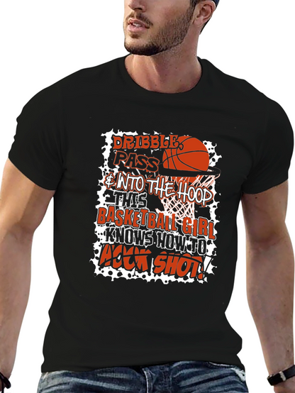 Basketball Girl Graphic T-Shirt - Dribble Pass Hook Shot!