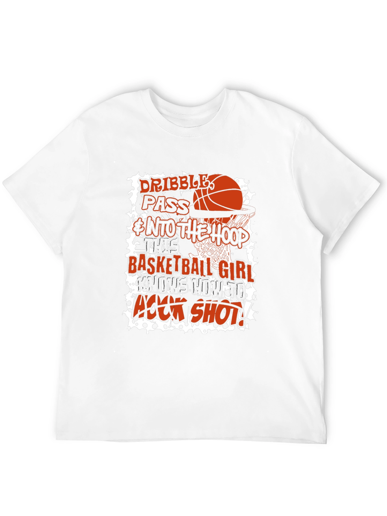 Basketball Girl Graphic T-Shirt - Dribble Pass Hook Shot!