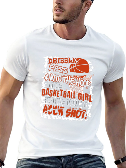 Basketball Girl Graphic T-Shirt - Dribble Pass Hook Shot!