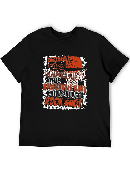 Basketball Girl Graphic T-Shirt - Dribble Pass Hook Shot!
