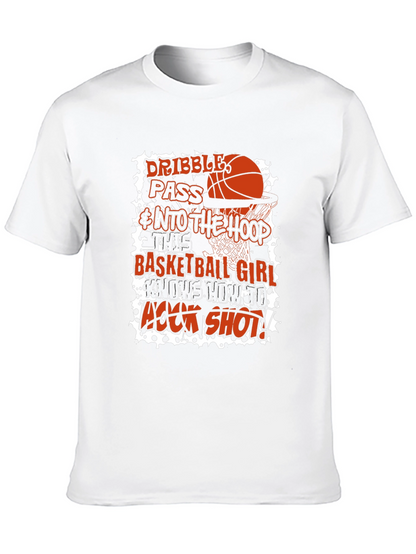 Basketball Girl Graphic T-Shirt - Dribble Pass Hook Shot!