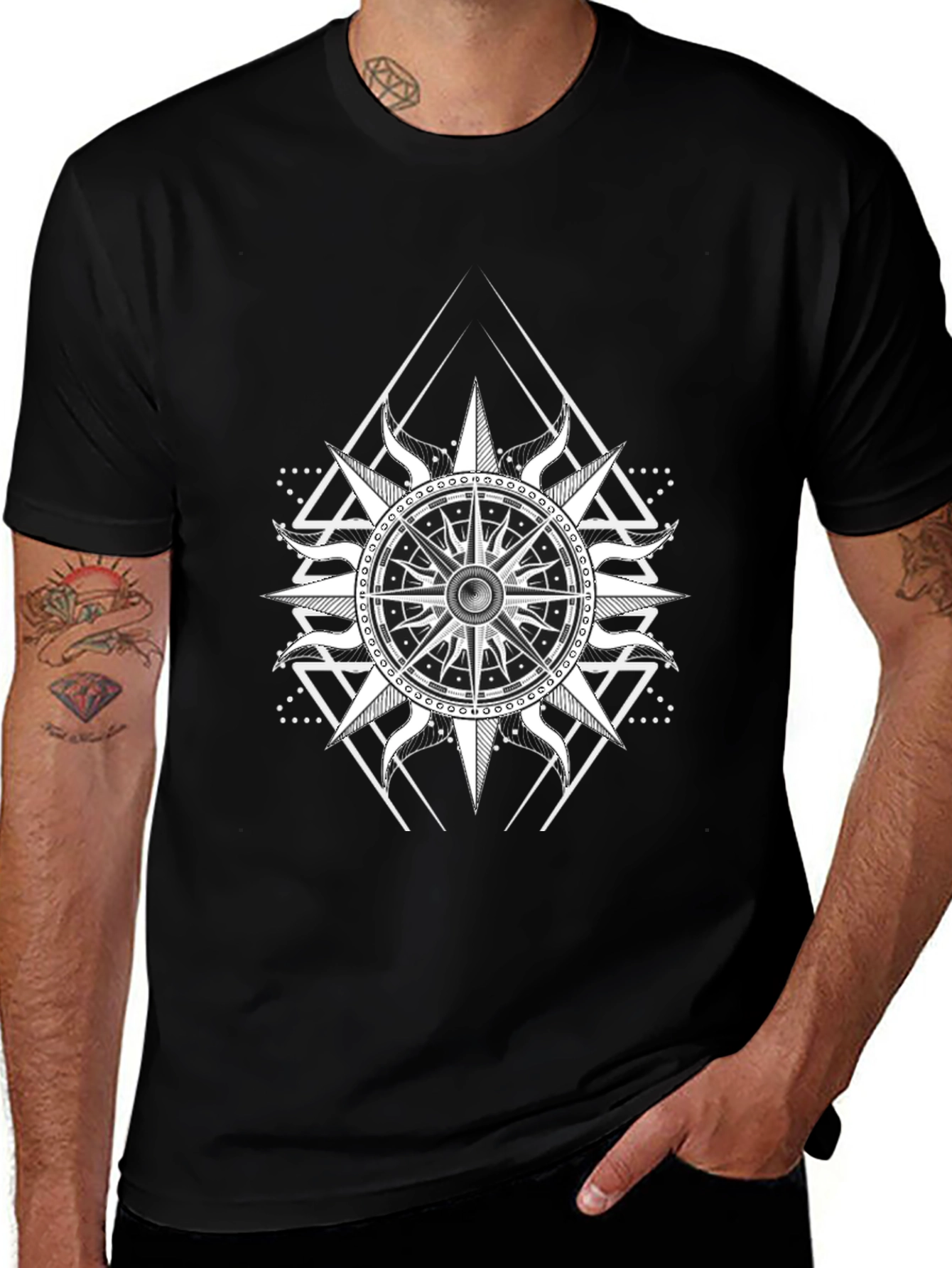 Nautical Compass Graphic Black T-Shirt