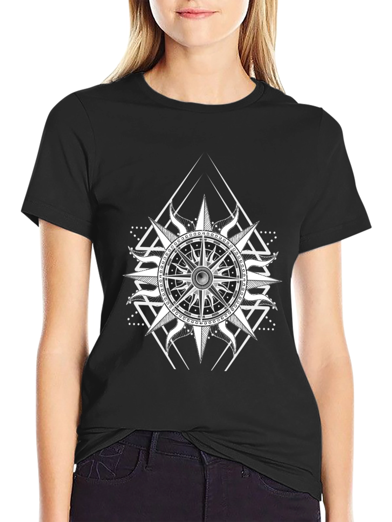 Nautical Compass Graphic Black T-Shirt