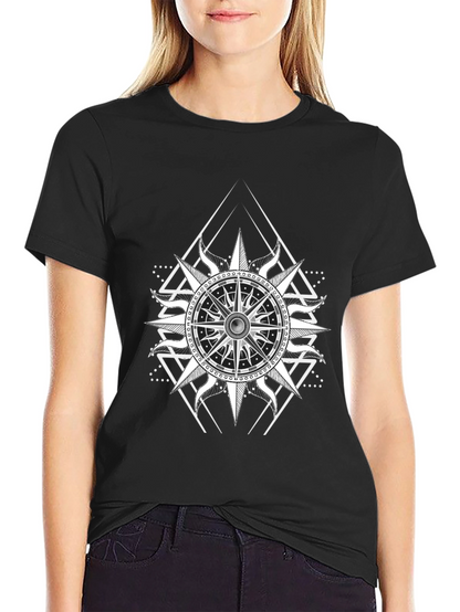 Nautical Compass Graphic Black T-Shirt