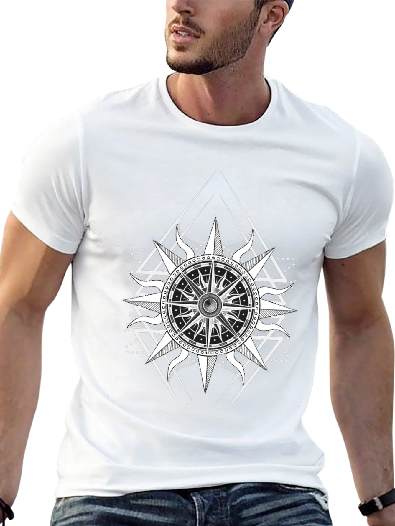Nautical Compass Graphic Black T-Shirt